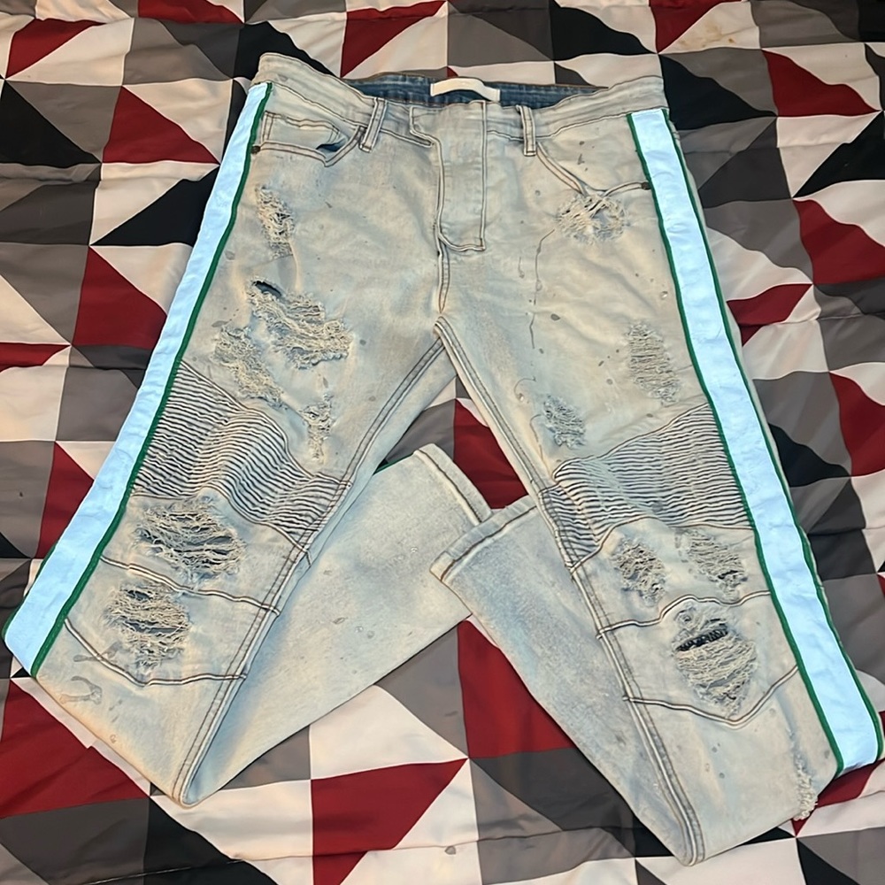 Mens fashion nova jeans stripe sides 🔥